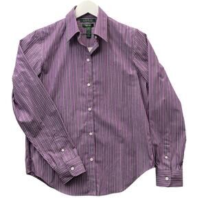 Lauren Ralph Lauren Dress Shirt Collared Oxford Stripe Cotton Sz. Small New NWT